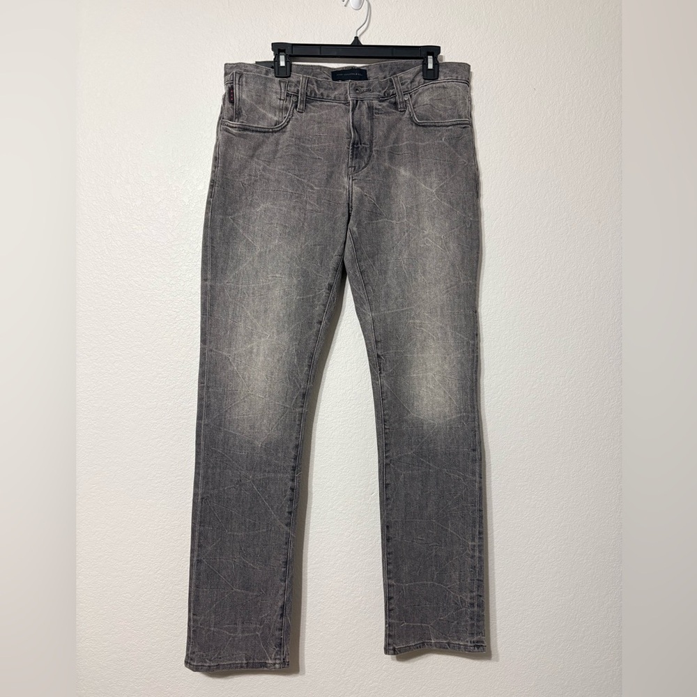 John Varvatos Bowery Jeans Mens 33x32 Gray Slim Straight Leg Stone Rock Design